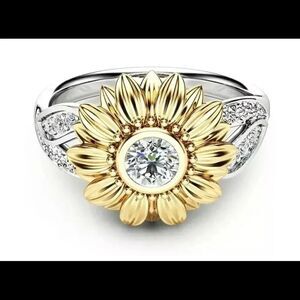 Crystal and white topaz sunflower ring